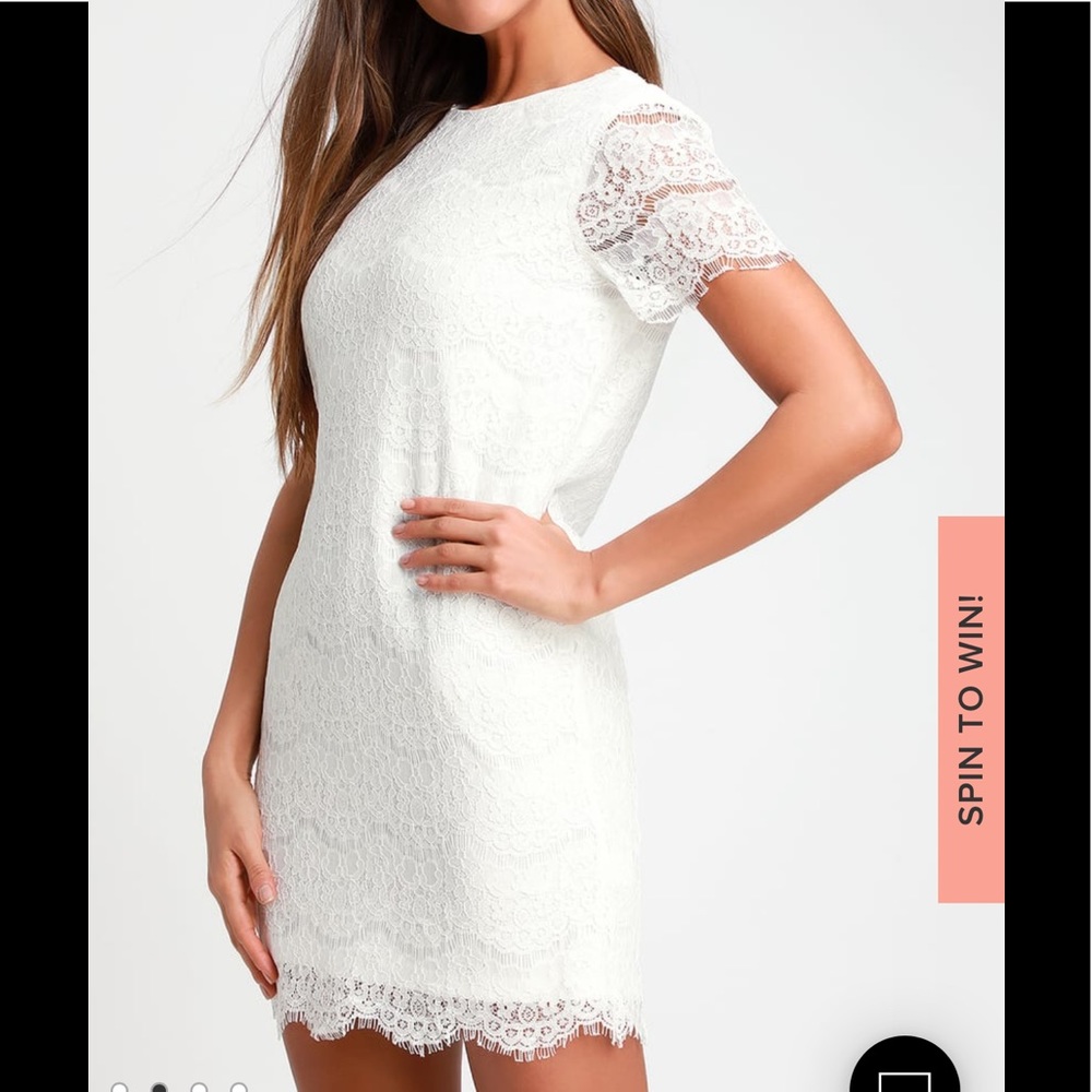 Lulus Ivory Lace Shift Dress